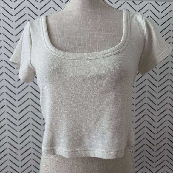 MADEWELL LIGHTHOUSE SOFT SQUARE-SCOOP NECKLINE WESTVILLE CROP TEE TOP Sz M - Picture 1 of 6